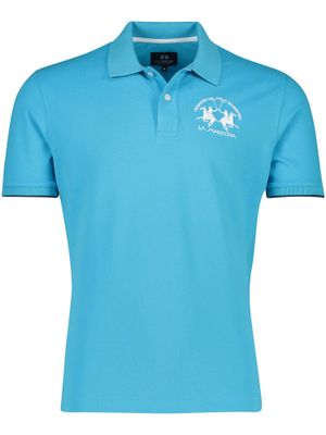 Laatste items La Martina poloshirt blauw met wit logo