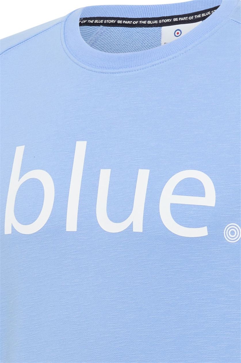 veiligheid Te Kerkbank Blue Industry trui lichtblauw met print | OverhemdenOnline