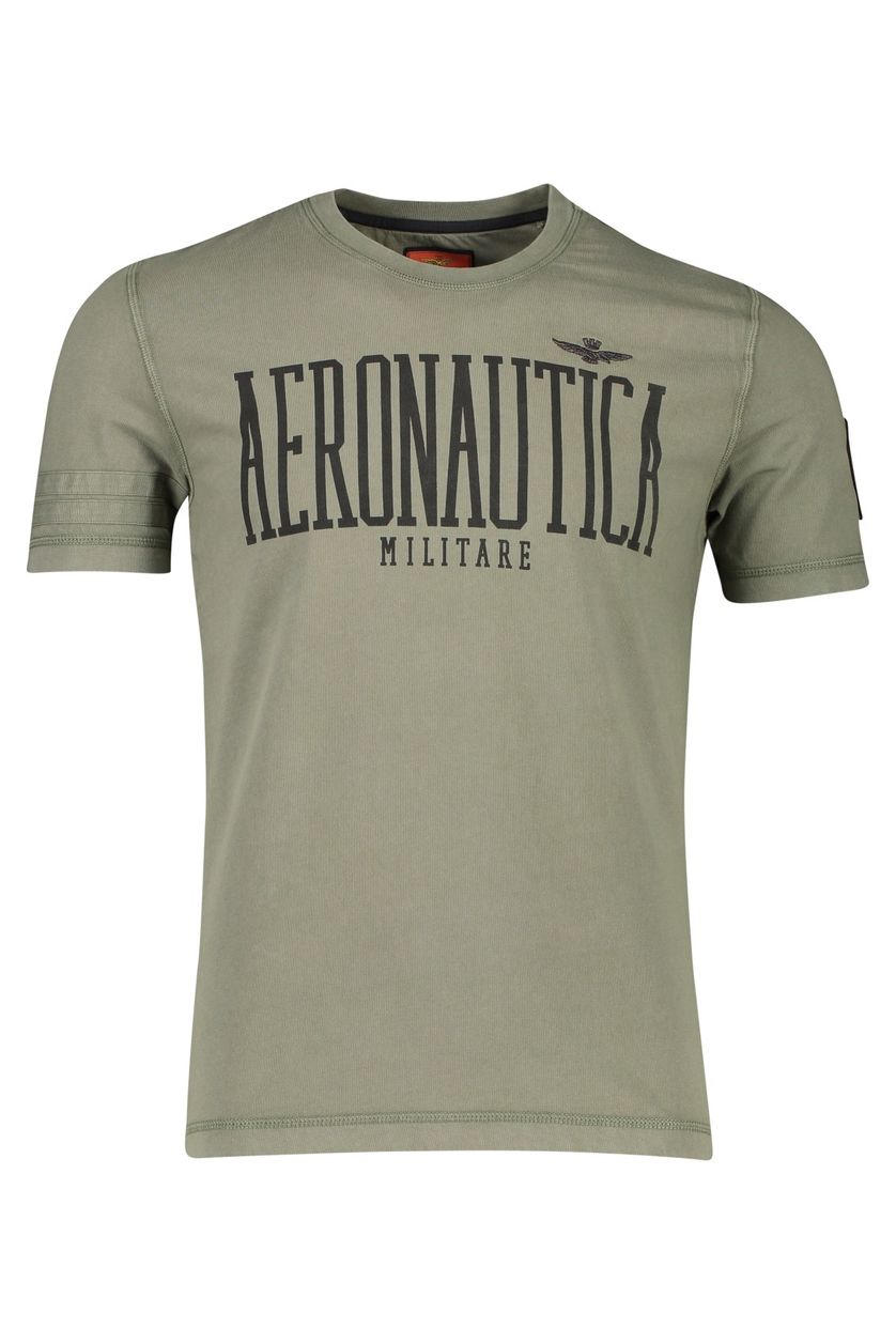 T-shirt Aeronautica Militare groen opdruk