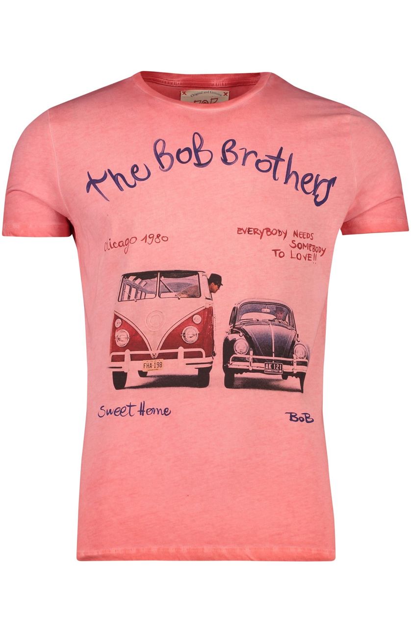 Bob t-shirt roze print met auto's