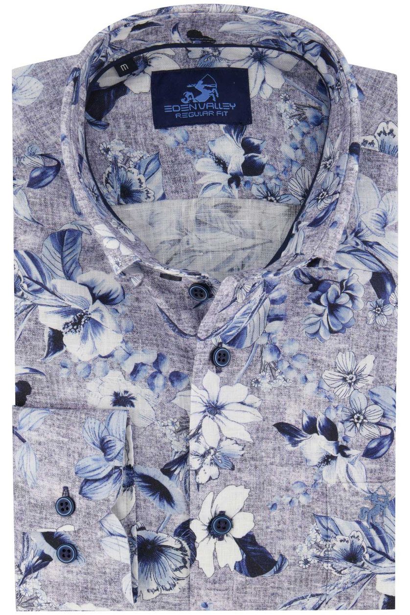Eden Valley overhemd blauw bloemen