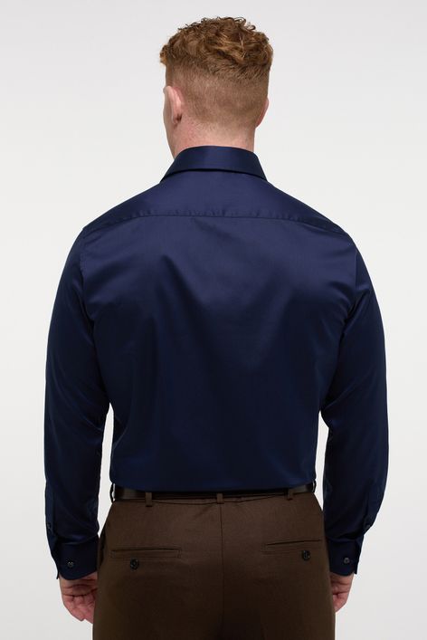 Eterna overhemd normale fit donkerblauw katoen