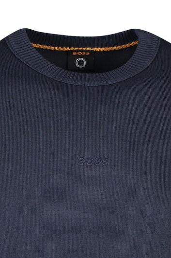 Hugo Boss T-shirt normale fit donkerblauw effen katoen