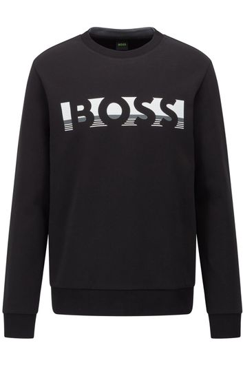 Hugo Boss sweater ronde hals zwart logo print katoen