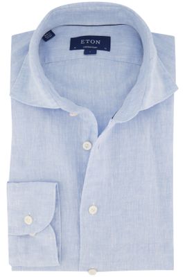 Eton Eton overhemd linnen lichtblauw