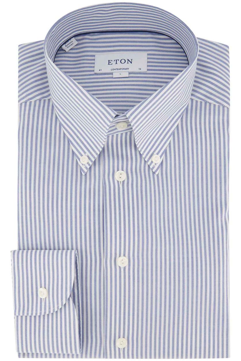 Eton business overhemd Contemporary Fit blauw gestreept katoen normale fit