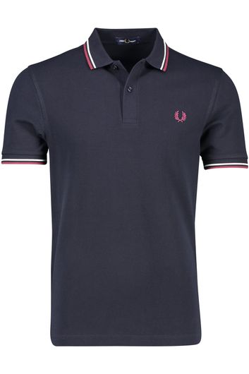 polo Fred Perry donkerblauw effen katoen normale fit