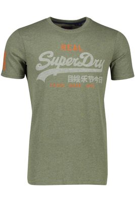 Superdry Superdry t-shirt groen opdruk logo gemeleerd