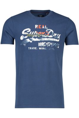 Superdry Superdry t-shirt ronde hals blauw met opdruk