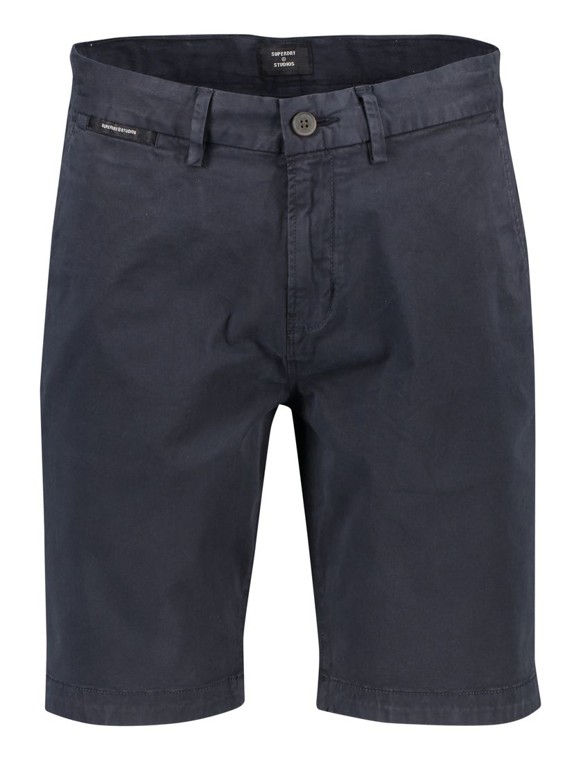 Superdry korte broek donkerblauw effen katoen