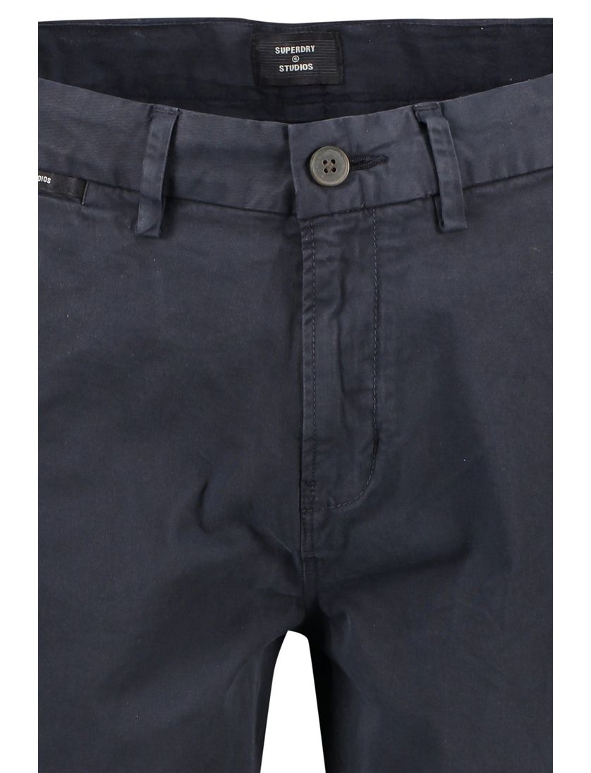 Superdry korte broek donkerblauw effen katoen