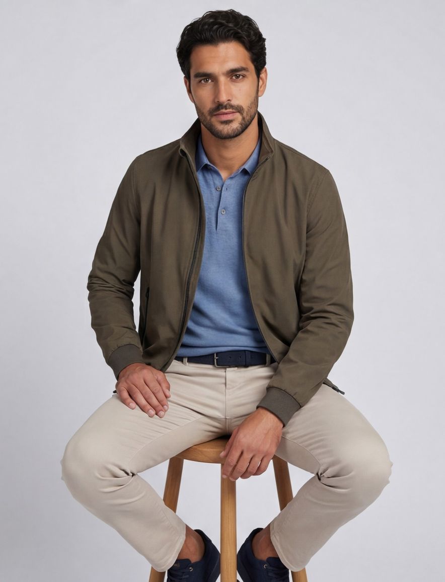 Portofino zomerjas groen normale fit katoen