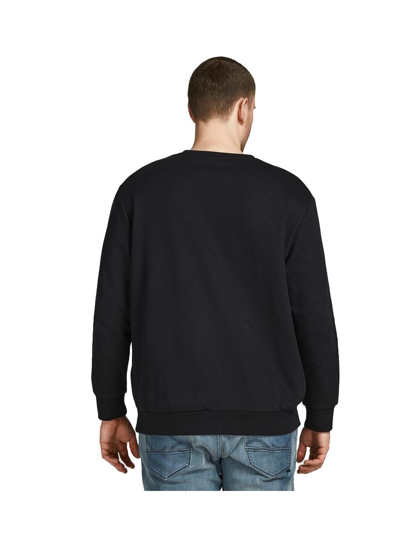 Jack & Jones trui Plus Size zwart uni ronde hals