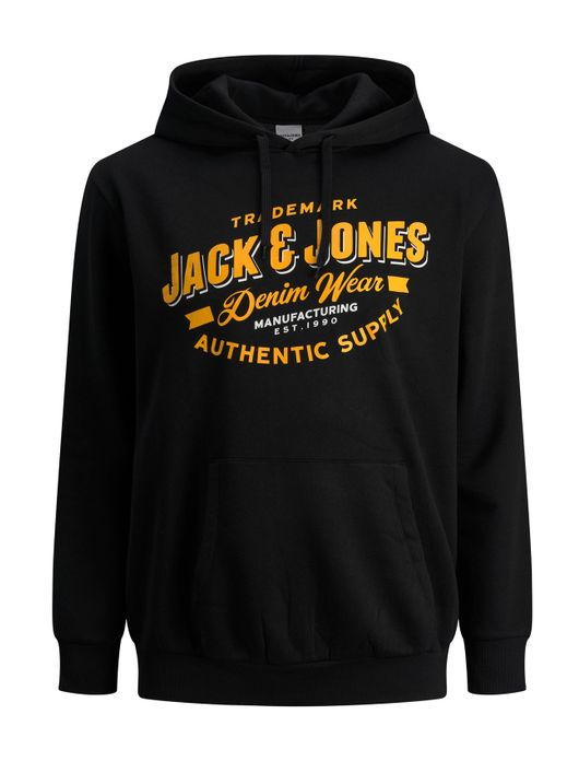 sweater Jack & Jones zwart geprint katoen hoodie