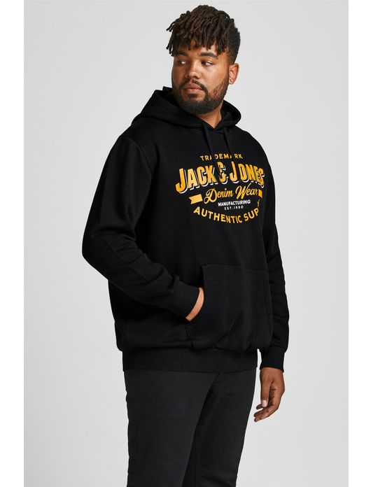 sweater Jack & Jones zwart geprint katoen hoodie