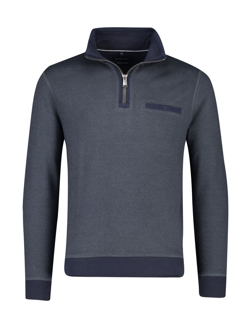 Casa Moda trui opstaande kraag borstzak navy