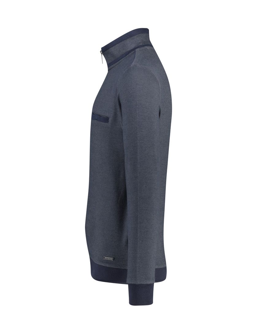 Casa Moda trui opstaande kraag borstzak navy