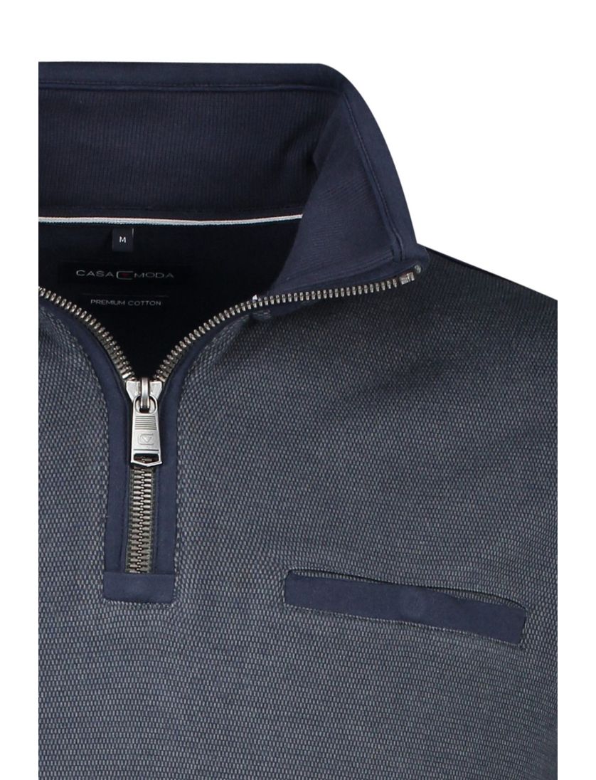 Casa Moda trui opstaande kraag borstzak navy