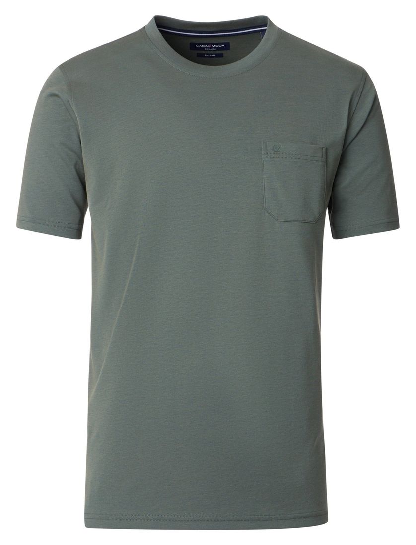 t-shirt Casa Moda groen wijde fit katoen borstzak