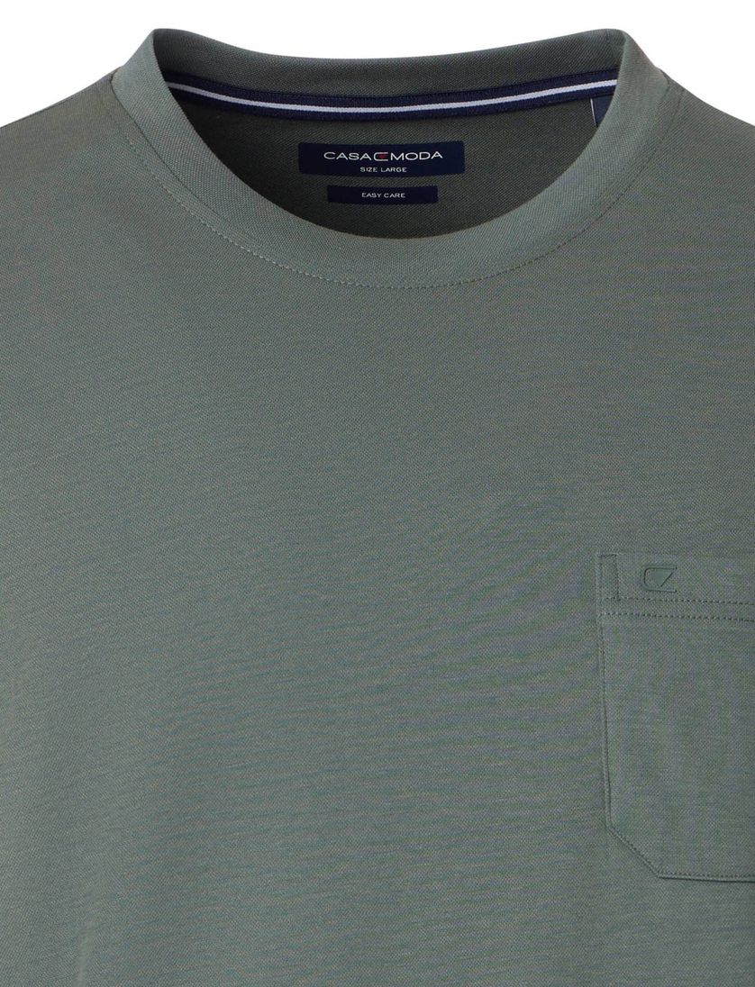 t-shirt Casa Moda groen wijde fit katoen borstzak