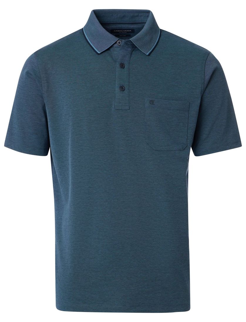 poloshirt korte mouw Casa Moda donkerblauw wijde fit