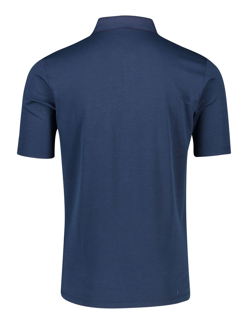 Jeansblauwe Casa Moda polo effen katoen wijde fit