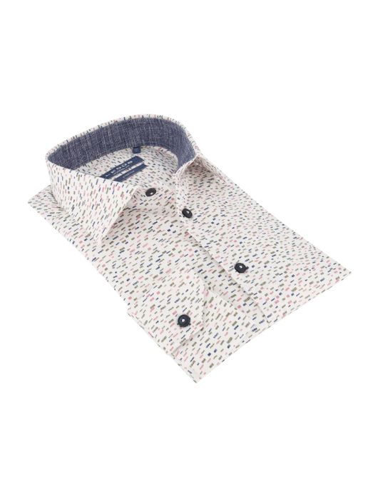 Overhemd Ledub wit print Modern Fit