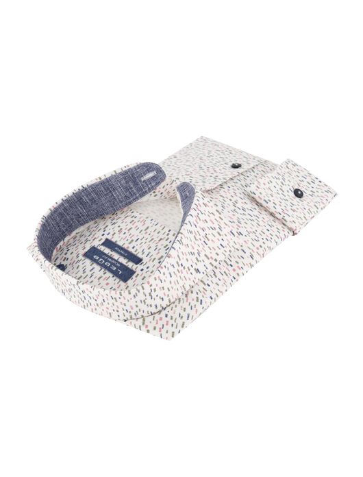 Overhemd Ledub wit print Modern Fit