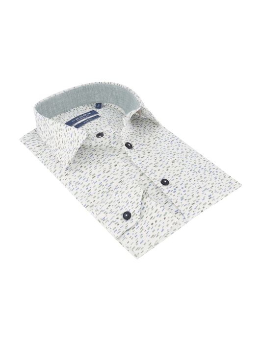 Stretch overhemd Ledub groen dessin