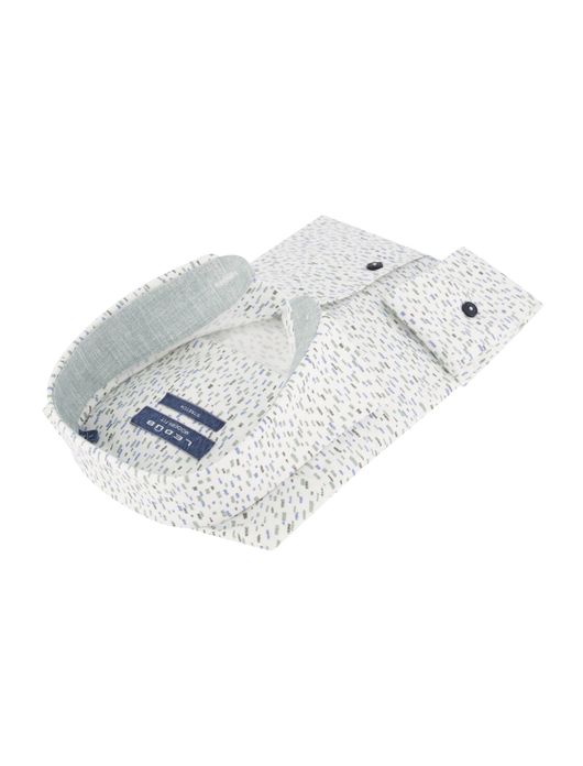 Stretch overhemd Ledub groen dessin