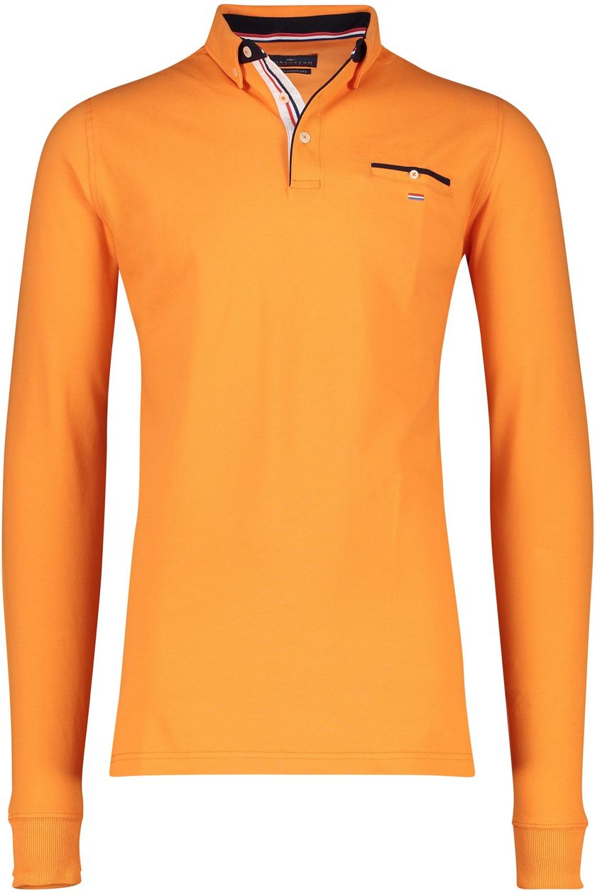 Portofino oranje polo extra lange mouw