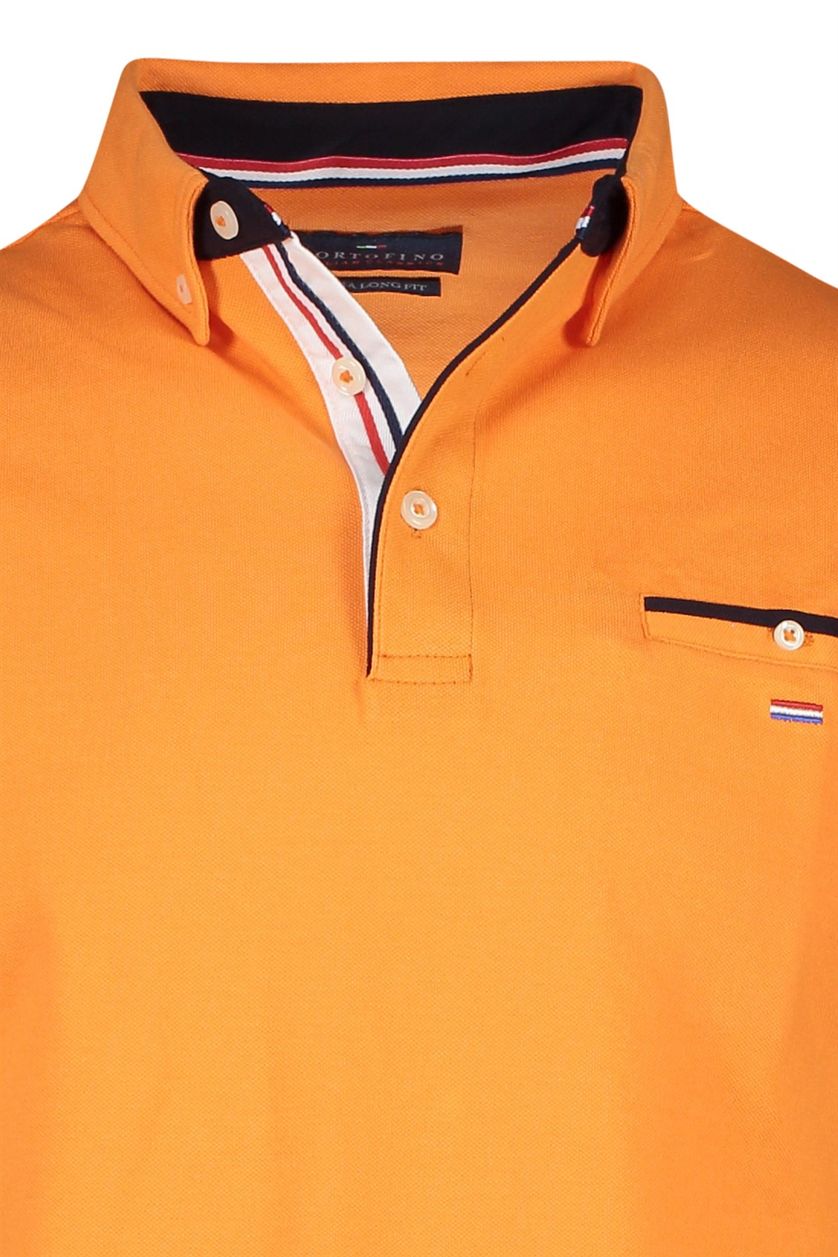 Portofino oranje polo extra lange mouw