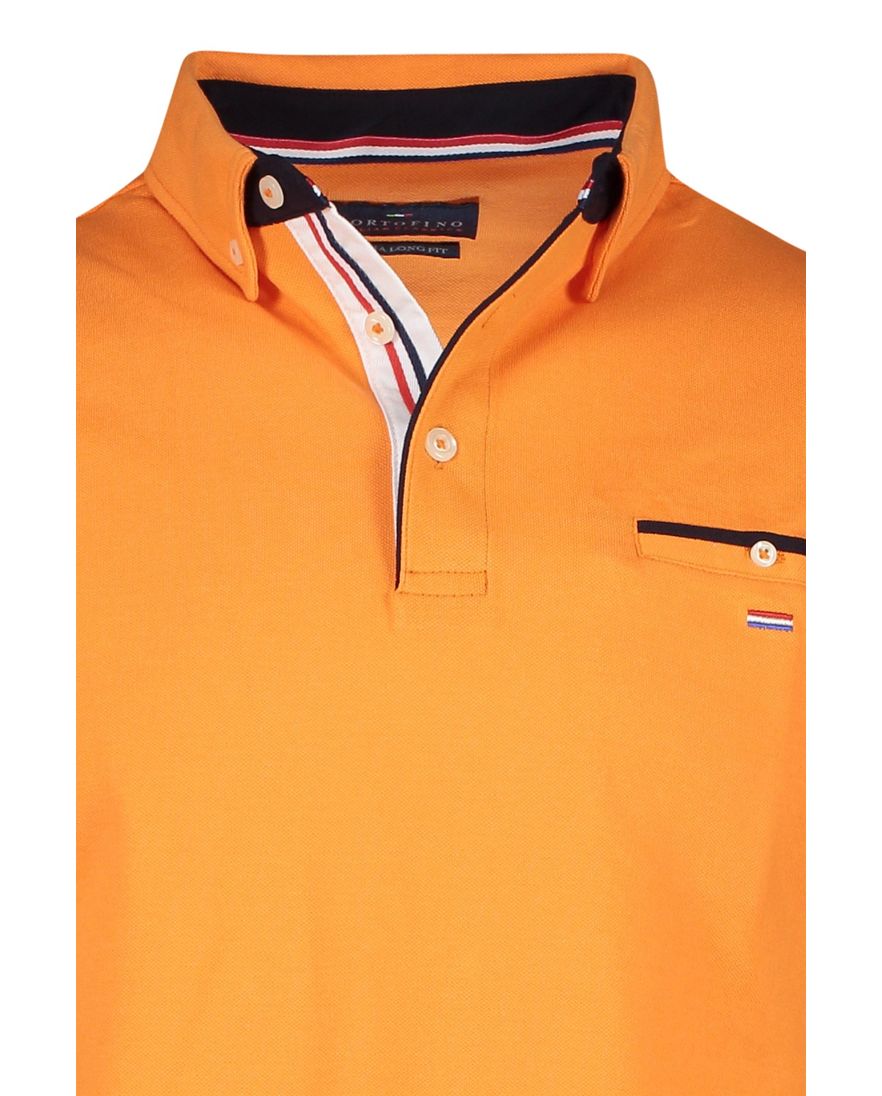 Portofino oranje polo extra lange mouw