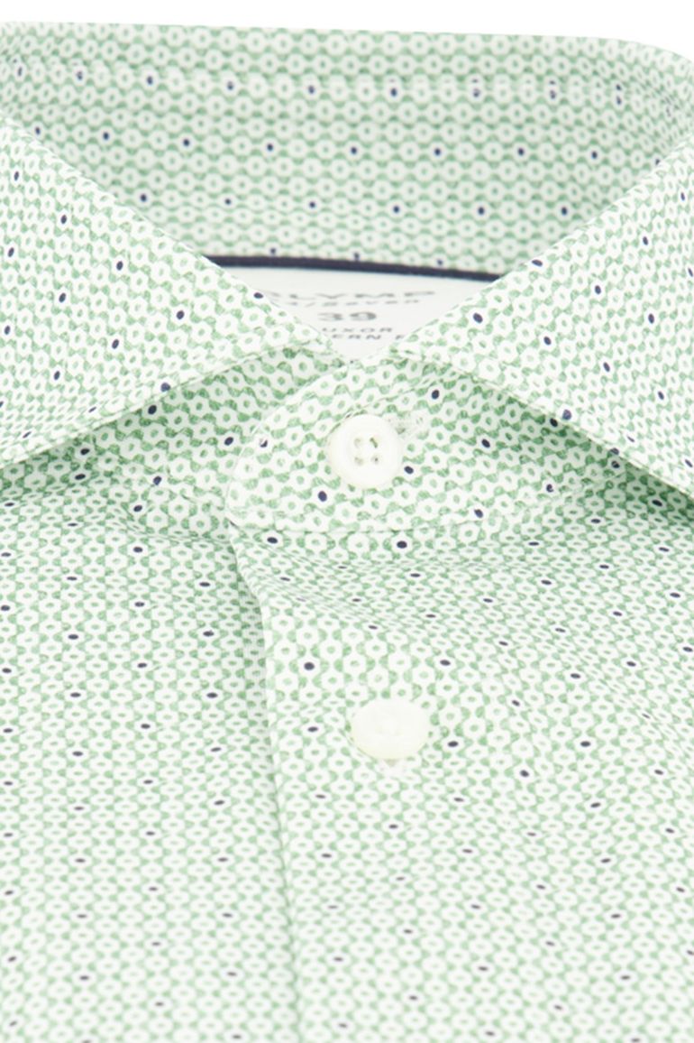 Olymp overhemd korte mouwen groene print Modern Fit