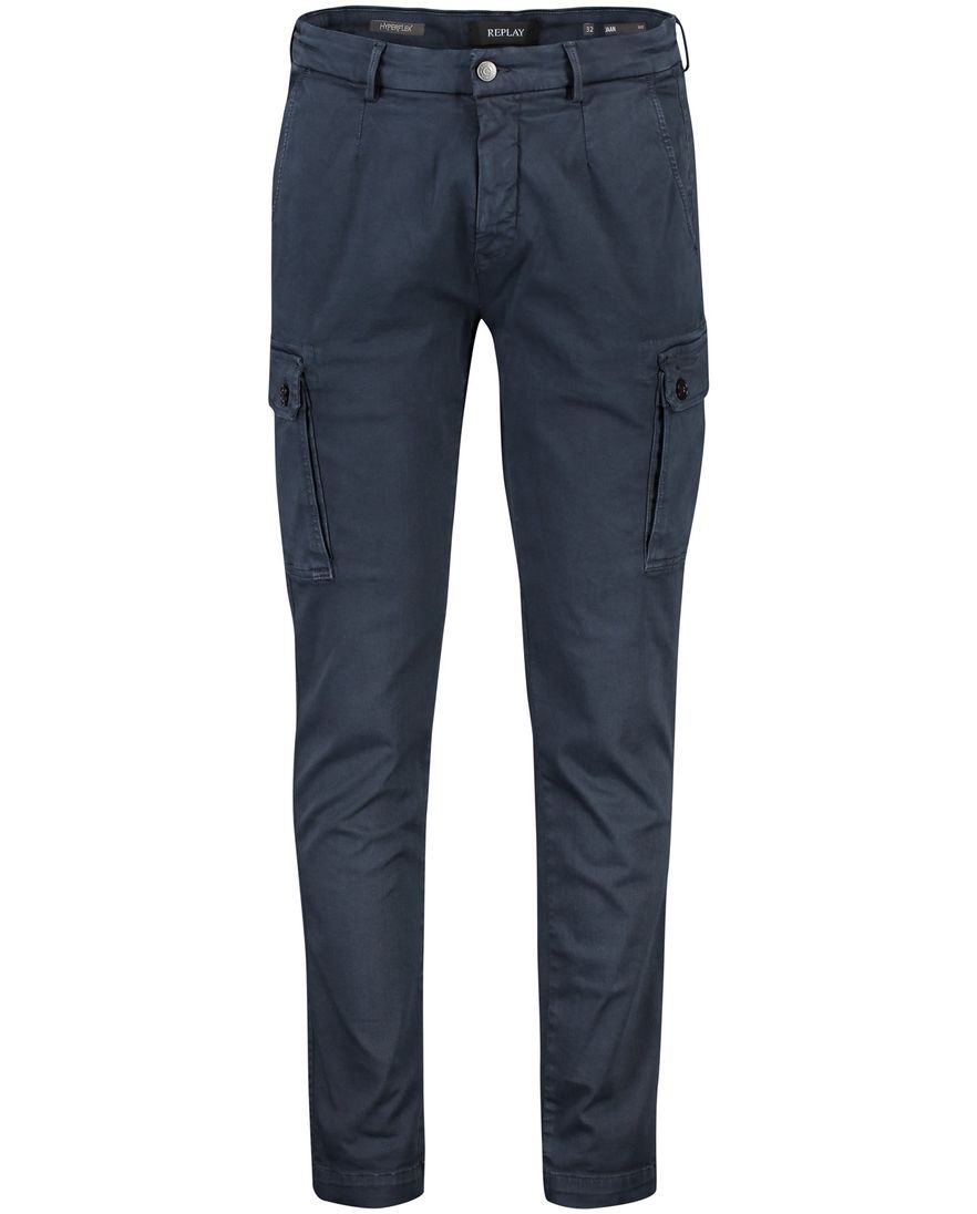 Replay cargo broek donkerblauw Slim Fit model Jaan