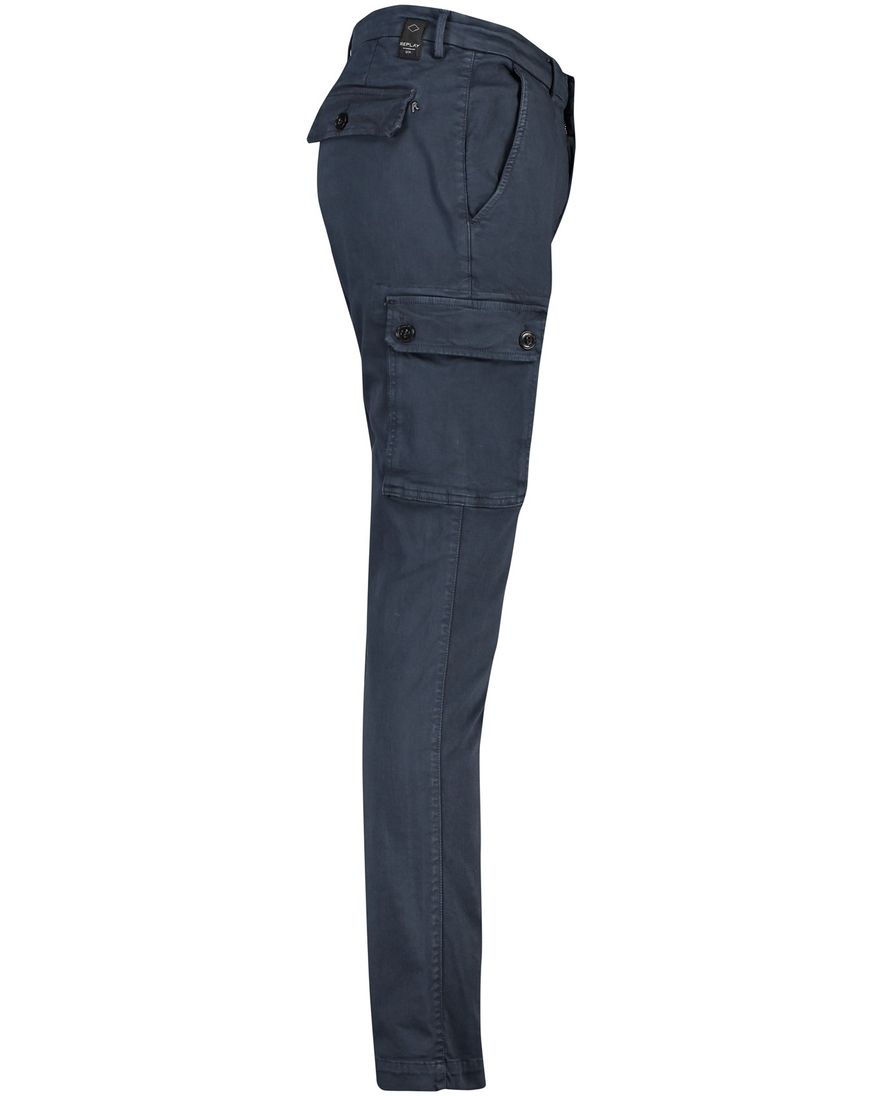 Replay cargo broek donkerblauw Slim Fit model Jaan