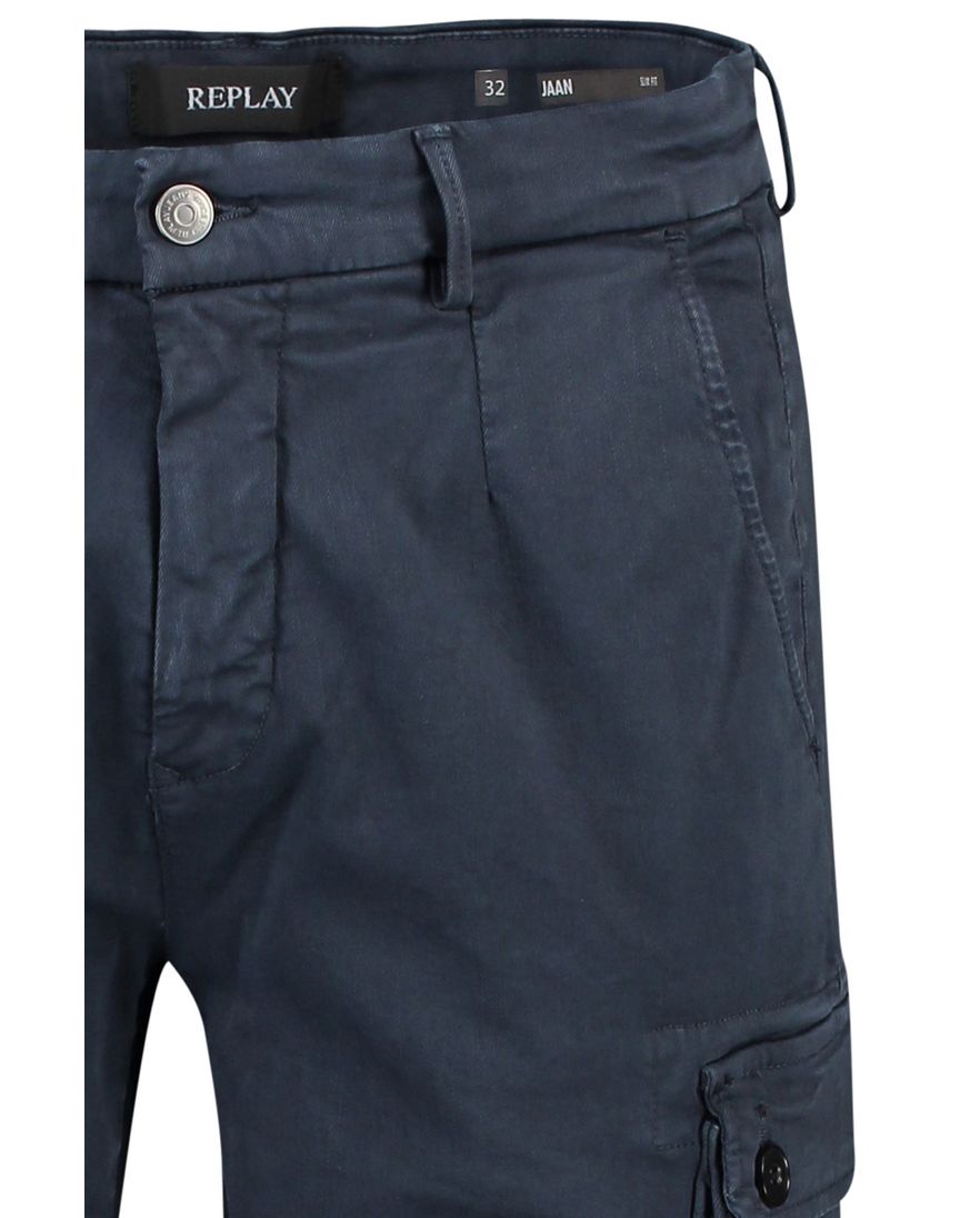 Replay cargo broek donkerblauw Slim Fit model Jaan