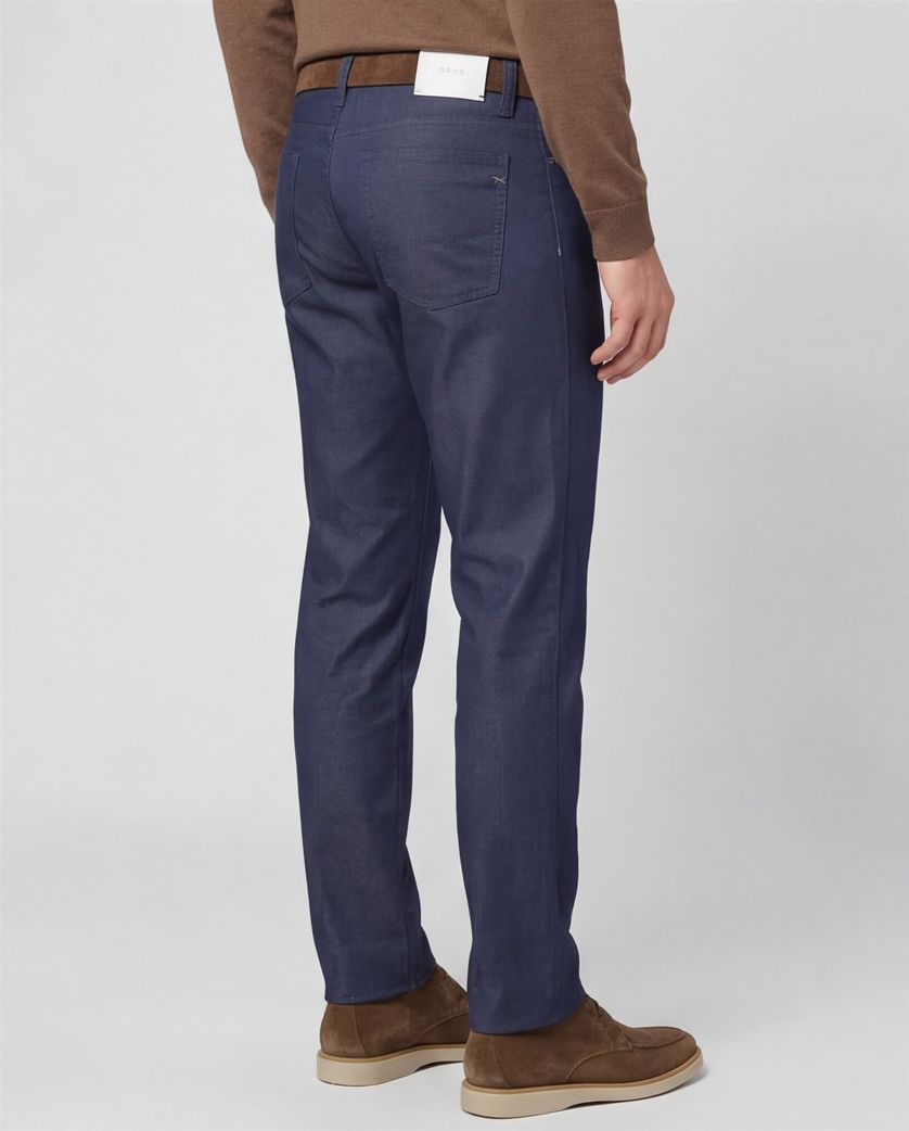 Brax katoenen broek blauw effen katoen