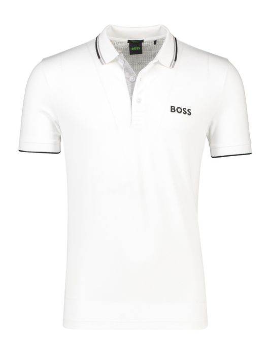 polo Hugo Boss wit effen katoen normale fit