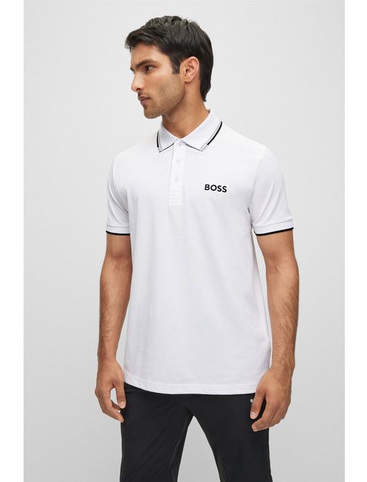 polo Hugo Boss wit effen katoen normale fit