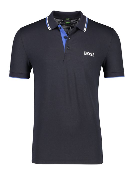 polo Hugo Boss blauw effen katoen normale fit