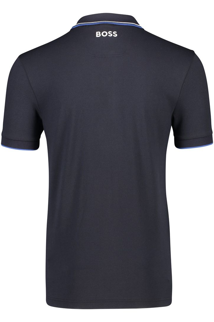 Hugo Boss polo blauw effen katoen normale fit 3-knoops