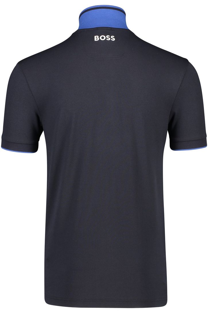 Hugo Boss polo blauw effen katoen normale fit 3-knoops