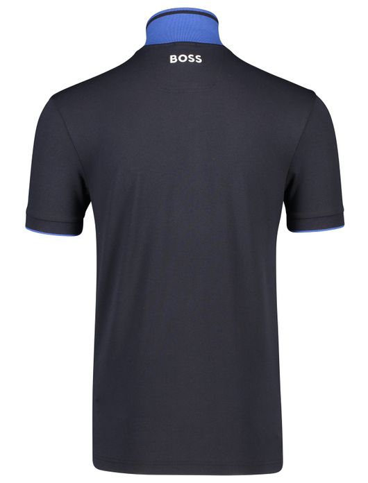 polo Hugo Boss blauw effen katoen normale fit