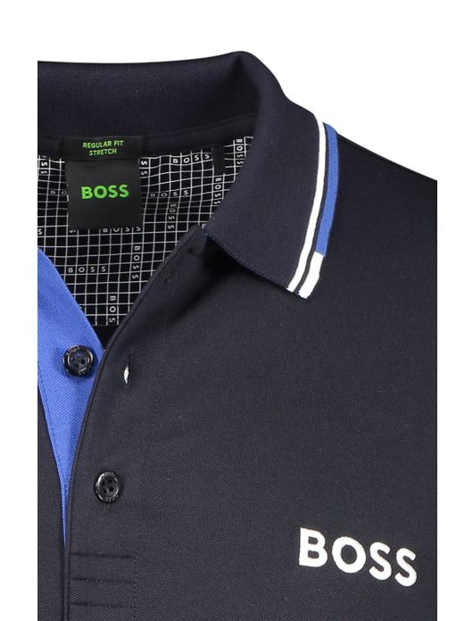 polo Hugo Boss blauw effen katoen normale fit