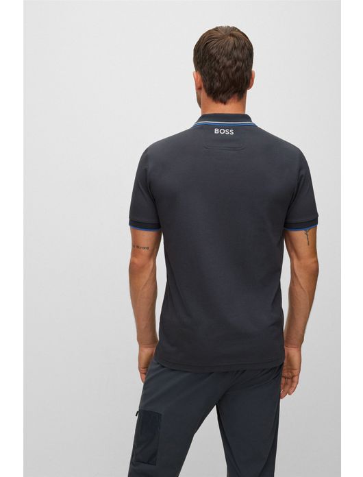 polo Hugo Boss blauw effen katoen normale fit