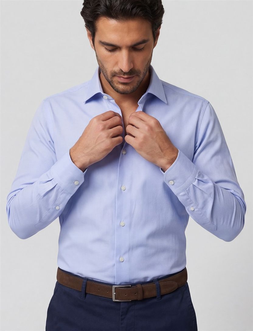 Overhemd Seidensticker lichtblauw borstzak