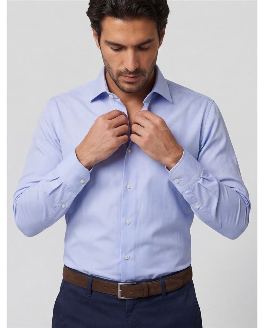 Seidensticker business overhemd Regular normale fit lichtblauw geprint