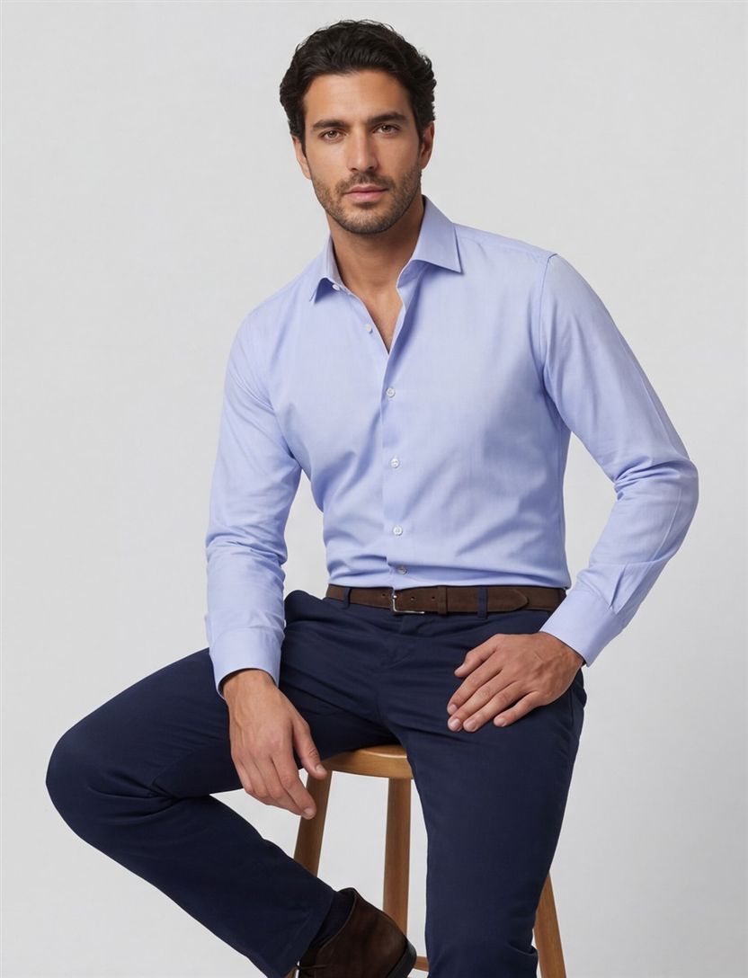 Overhemd Seidensticker lichtblauw borstzak