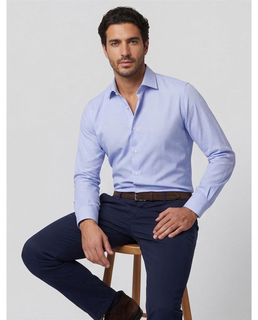 Seidensticker business overhemd Regular normale fit lichtblauw geprint